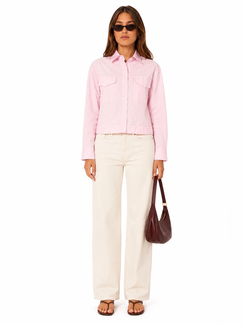 ASPESI Pink Cotton Utility Pocket Shirt Medium